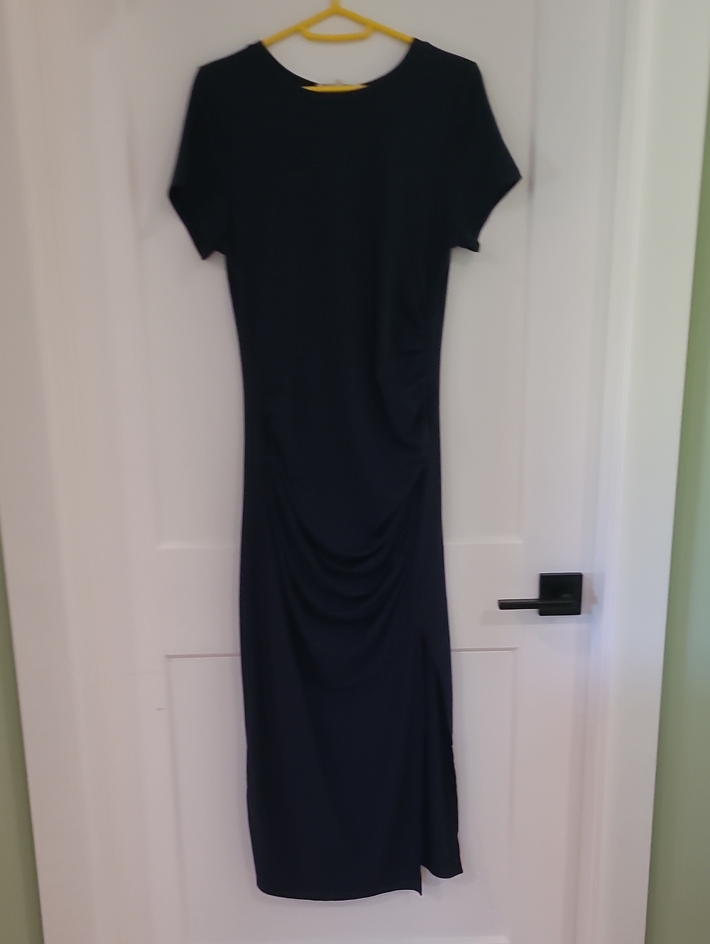 MONK & LOU Classic Navy Short-Sleeve Ruched Maxi Dress - Women